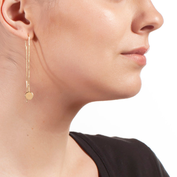 Sole du Soleil Women's 18K Yellow Gold Plated Circle Threader Fashion Earrings - SDS20277EO