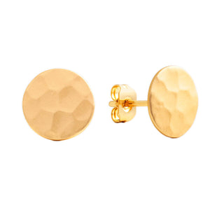 Sole du Soleil Women's 18K Yellow Gold Plated Satin Finish Hammered Circle Stud Fashion Earrings