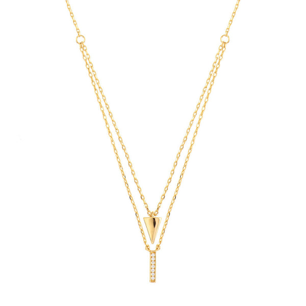 Sole du Soleil Women's 18K Yellow Gold Plated CZ Simulated Diamond Layered Triangle Fashion Necklace