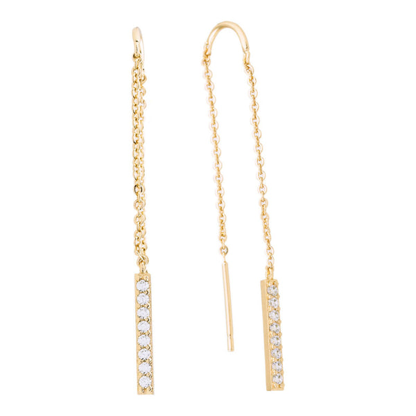 Sole du Soleil Women's 18K Yellow Gold Plated CZ Simulated Diamond Threader Fashion Earrings