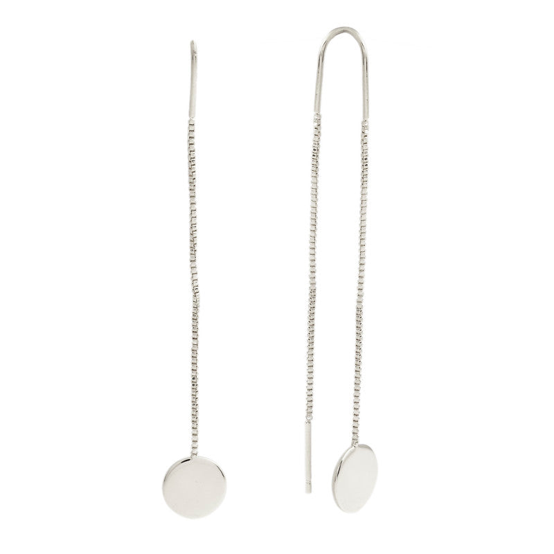 Sole du Soleil Women's 18K White Gold Plated Circle Threader Fashion Earrings