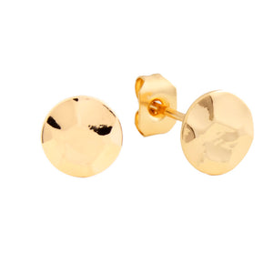 Sole du Soleil Women's 18K Yellow Gold Plated High Polish Hammered Circle Stud Fashion Earrings