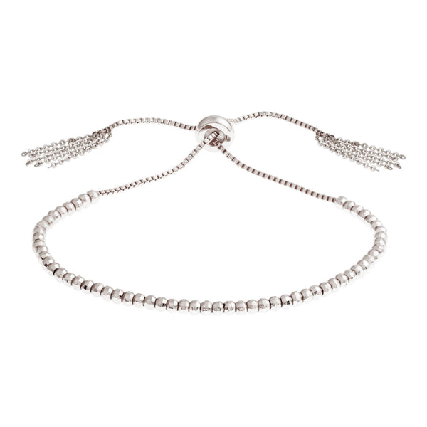 Sole du Soleil Women's 18K White Gold Plated Minimalist Beaded Fringe Bolo Fashion Bracelet - SDS20146BO