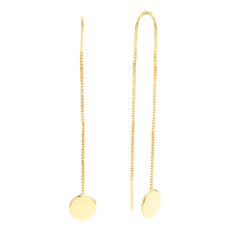 Sole du Soleil Women's 18K Yellow Gold Plated Circle Threader Fashion Earrings