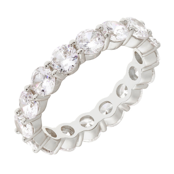 Sole du Soleil Women's 18k White Gold Plated CZ Simulated Diamond Stackable Eternity Fashion Ring Size 6