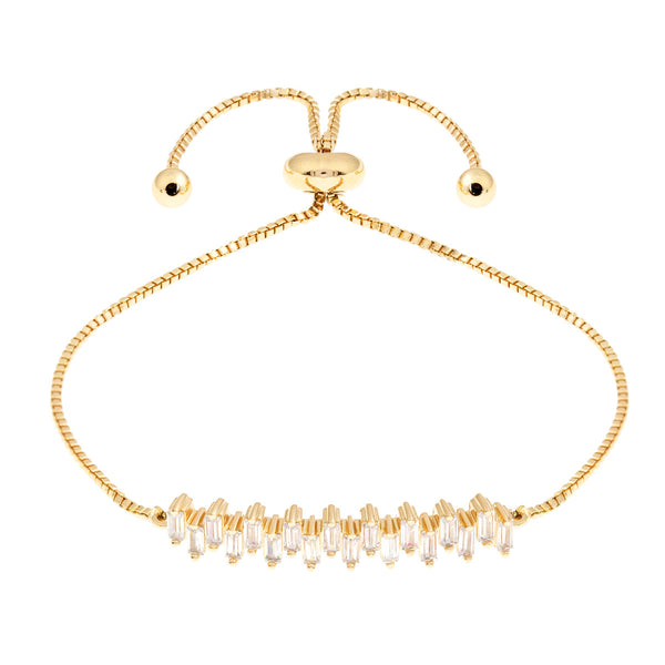 Sole du Soleil Women's 18K Yellow Gold Plated CZ Simulated Diamond Baguette Bolo Fashion Bracelet - SDS20306BO