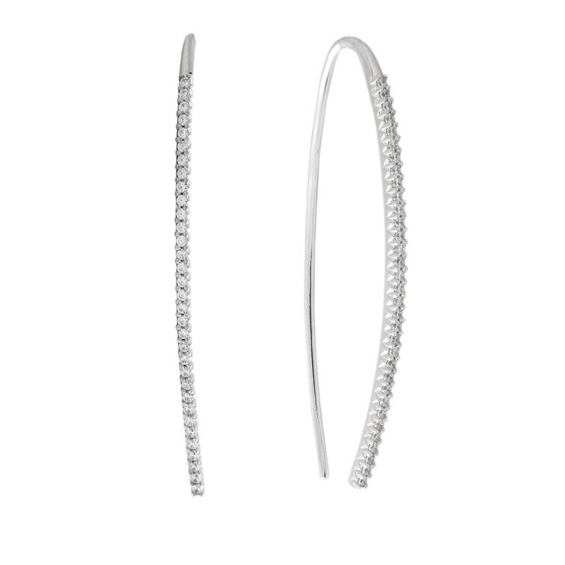 Sole du Soleil Women's 18K White Gold Plated CZ Simulated Diamond Threader Fashion Earrings