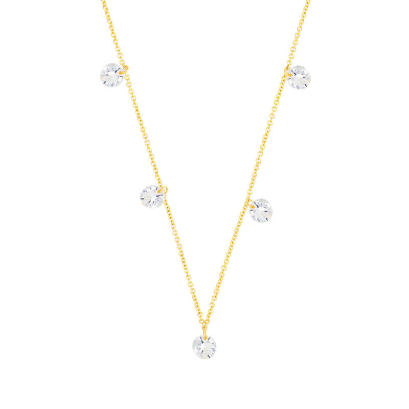 Sole du Soleil Women's 18K Yellow Gold Plated CZ Simulated Diamond Floating Stone Fashion Necklace