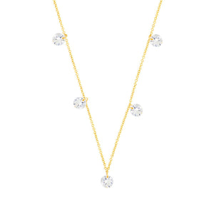 Sole du Soleil Women's 18K Yellow Gold Plated CZ Simulated Diamond Floating Stone Fashion Necklace
