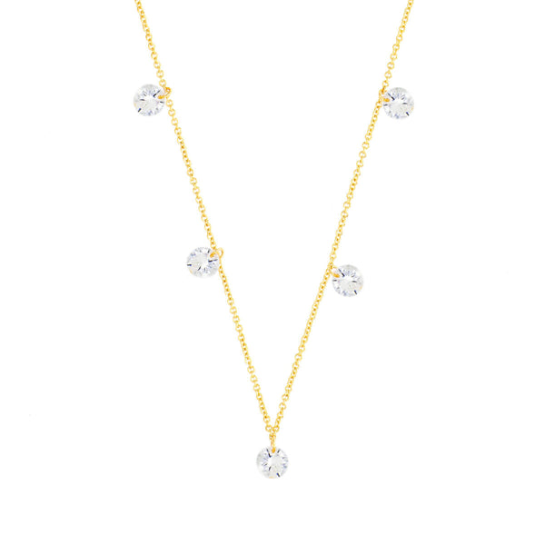 Sole du Soleil Women's 18K Yellow Gold Plated CZ Simulated Diamond Floating Stone Fashion Necklace - SDS10803NO