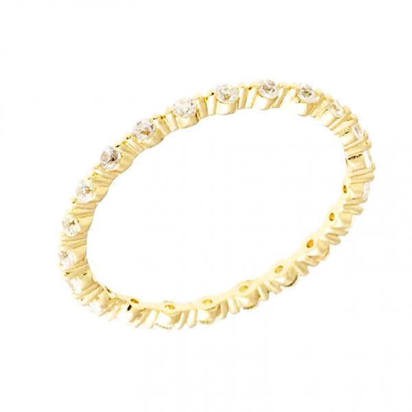 Sole du Soleil Women's 18k Yellow Gold Plated CZ Simulated Diamond Stackable Eternity Fashion Ring Size 7