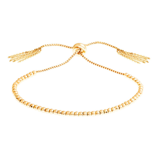 Sole du Soleil Women's 18K Yellow Gold Plated Minimalist Beaded Fringe Bolo Fashion Bracelet