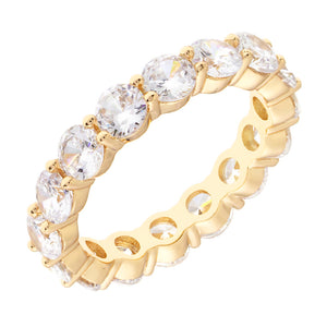 Sole du Soleil Women's 18k Yellow Gold Plated CZ Simulated Diamond Stackable Eternity Fashion Ring Size 6