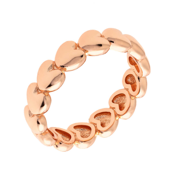 Sole du Soleil Women's 18k Rose Gold Plated Stackable Eternity Heart Fashion Ring Size 9 - SDS20292R9
