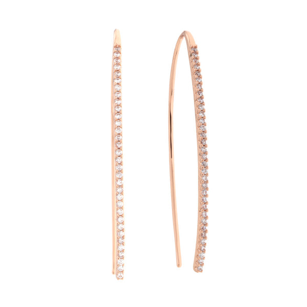 Sole du Soleil Women's 18K Rose Gold Plated CZ Simulated Diamond Threader Fashion Earrings