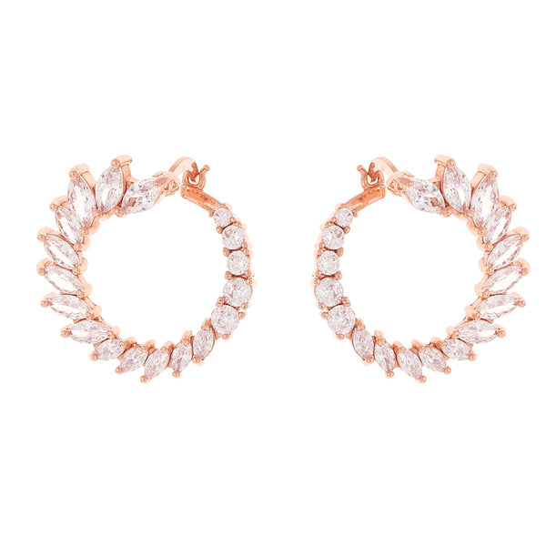 Sole du Soleil Women's 18K Rose Gold Plated CZ Simulated Diamond Flared Hoop Fashion Earrings - SDS20301EO