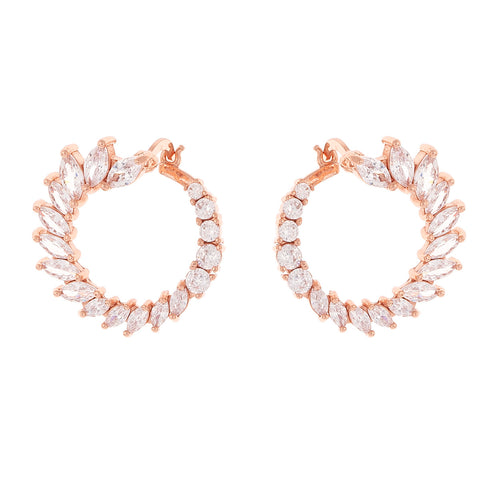 Sole du Soleil Women's 18K Rose Gold Plated CZ Simulated Diamond Flared Hoop Fashion Earrings - SDS20301EO