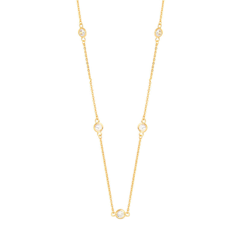 Sole du Soleil Women's 18K Yellow Gold Plated CZ Simulated Diamond 24" Satellite Necklace