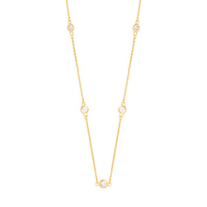 Sole du Soleil Women's 18K Yellow Gold Plated CZ Simulated Diamond 24" Satellite Necklace