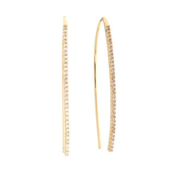 Sole du Soleil Women's 18K Yellow Gold Plated CZ Simulated Diamond Threader Fashion Earrings - SDS20282EO