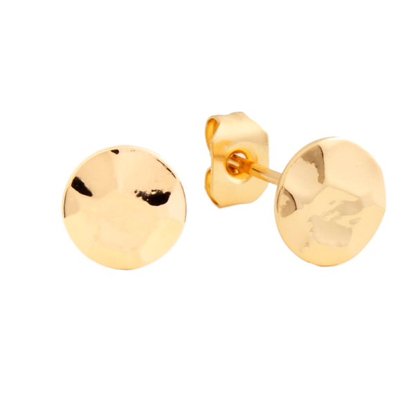 Sole du Soleil Women's 18K Yellow Gold Plated High Polish Hammered Circle Stud Fashion Earrings - SDS20288EO